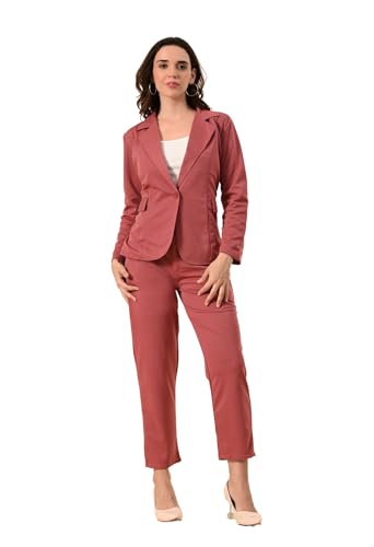 Image of Women's 3-Piece Suit Set | Solid Cotton Blend Blazer, Trousers & Camisole Top | Professional Office & Business Wear Outfit
