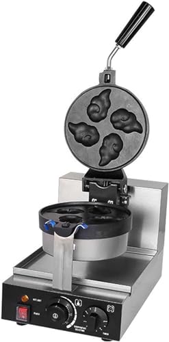 Piastra per Waffle, Design Rotondo Antiaderente, Corpo in Acciaio Inossidabile, Potenza 1300W, Controllo della Temperatura Regolabile e Timer per Uso Domestico, Style3,Style3