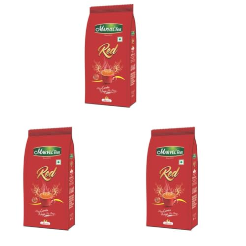 Image of Marvel Red Tea 500g, Handpicked Strong Kadak Chai From Assam & Darjeeling, Refreshing Aroma & Rich Taste - Black Tea (Pack of 3)