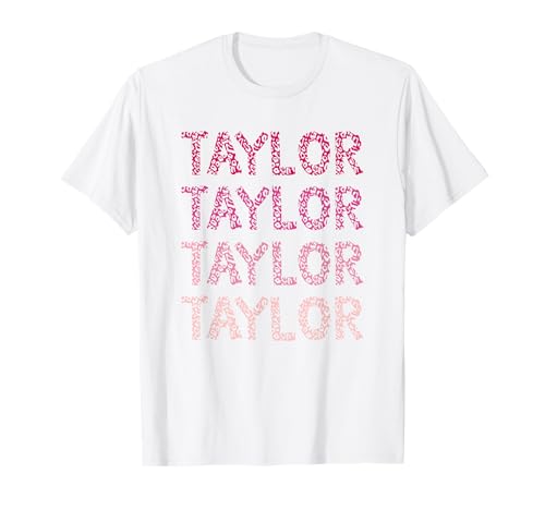 I Love Taylor Pink Girl Taylor nome personalizado rosa t-shirt, Branco, S