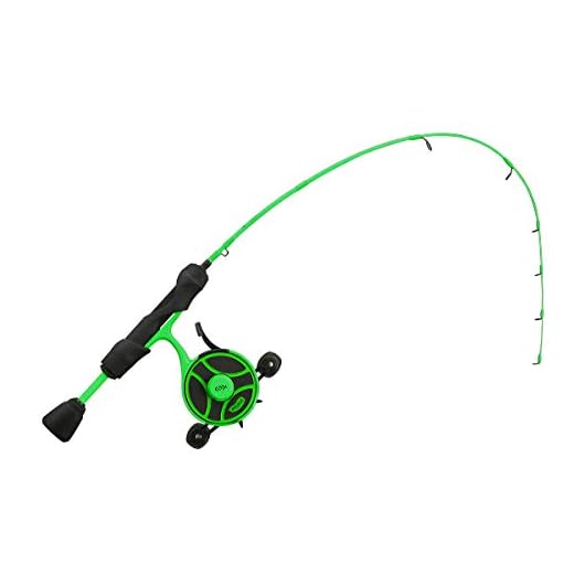 13 FISHING - Radioactive Pickle Ice Combo - 27" L (Light) - FF Ghost + Tickle Stick (Locking Reel Seat - Left Hand Retrieve - RP2-27L-LH