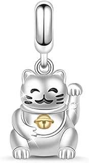 GNOCE "Lucky Cat Charm Pendant 925 Sterling Silver Women Animal Charms Fit for Bracelets & Necklaces Jewelry Gift for Pets Lover