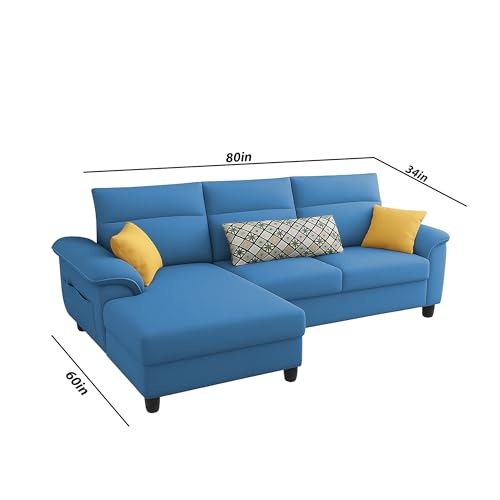 Image of Casaliving Seams LHS 4 Seater L Shape Sofa for Living Room (Turquise Fabric) Premium Fabric Sofa