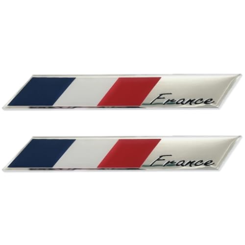 Autocollants français 2pcs 3D National France Flag Car décalages automobiles auto-adhésifs de voiture en métal autocollants pour voitures Casque de 3,9x2...