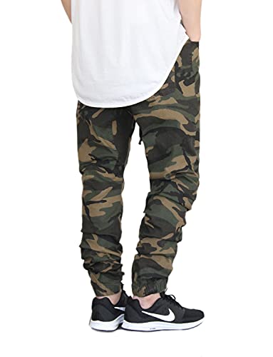 AIRNINE Men's DK Olive Camo Twill Drop Crotch Jogger Pants3