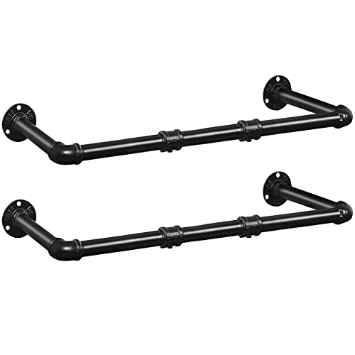 HOOBRO Industrierohr Kleiderstangen 2er Set, 104 cm Garderobenstangen Wandmontage, Abnehmbare Kleiderständer, bis 50 kg belastbar, Platzsparend, Flur, Wohnzimmer, Schlafzimmer EBK10BJ01