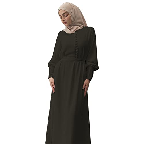Vestidos de mujer Vestido Boheme Chic Verano Vestido Sexy Playa Mujeres Casual Sólido Vestido Musulmán Abaya Árabe Vestidos de Manga Larga Vestido Musulmán Dulce Elegante Falda Vestido De Baile Chica,