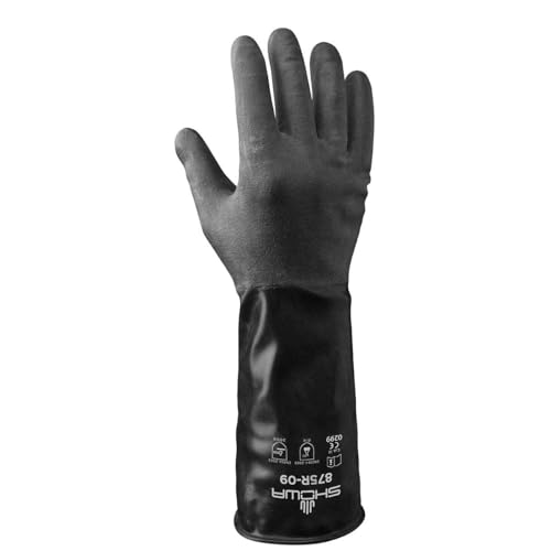 M DIAMOND M Safety Gloves, Chemical Resistant, Rough Grip, Rubber, 14 Mil Thick, 14