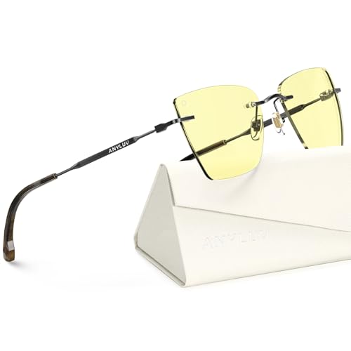 Image of ANYLUV Rimless Blue Light Glasses for Women /Men, Fashion Lightweight Blue Light Blocking Glasses with Stylish Metal Temples