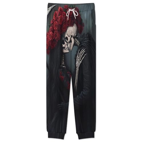 Gothic Death Skul Skeleton Kiss Men’s Pajama Set Long Sleeve Top And Pants Loungewear Sleepwear Pjs Nightwear2