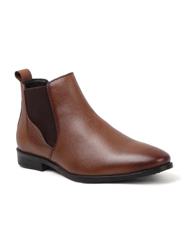 Image of Carlton London Men's Classic Slip-On Ankle Chelsea Leather's Boot with Elastic Gussets