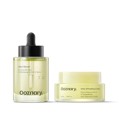 Ooznary Vita 3 Serum + Pudding Cream Set - Triple Vitamin Formula for Glow 3.38 fl oz l 100ml