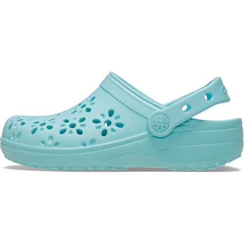 Image of Crocs Unisex-Child Classic Clogs with Floral Cut Out Design, Kids and Toddler Shoes