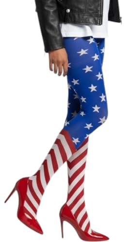 Image of ToBeInStyle Women's Superhero Superwoman American Flag Opaque Tights Costume Pantyhose
