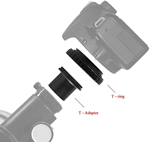 Image of T2 T Ring Adapter and T Adapter 1.25' Metal for All Canon EOS Standard EF Lenses and Telescope Microscope Camera Astrophotography Accessories