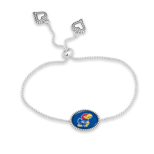 From the Heart Kansas Jayhawks Kennedy Bracelet Adjustable Slider Bead Jewelry Gift Licensed KU