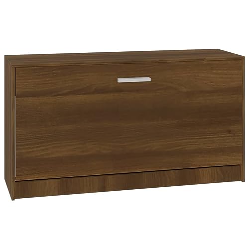 vidaXL Banco Zapatero Madera contrachapada marrón Roble 80x24x45 cm