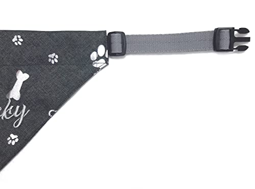 Hundehalstuch mit Halsband Verstellbar Halstuch in grau/silber oder braun/gold optional mit Wunsch Namen bestickt Tuch