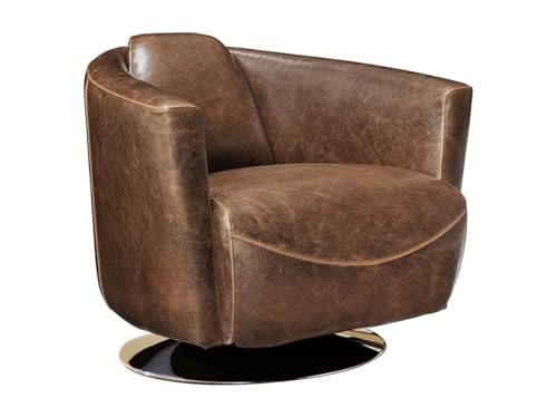 Vente-unique - Fauteuil Club 100% Cuir Vieilli Florentin