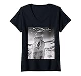 Photo Gallery donna funny graphic marmot selfie with ufos weird maglietta con collo a v Photo Gallery donna funny graphic marmot selfie with ufos weird maglietta con collo a v
