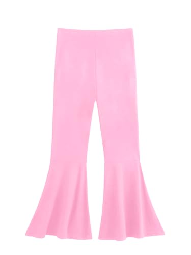 Image of WDIRARA Girl's Flare Pants High Waisted Elastic Waist Bell Bottom Casual Pants