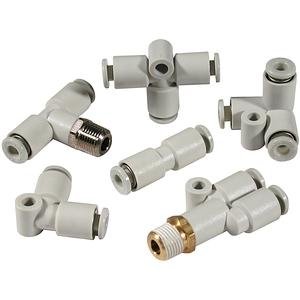 SMC KQ2F16-04A Brass Push-to-Connect Tube Fitting, Adapter, 16 mm Tube OD x 1/2" BSPT Female (Pack of 10)
