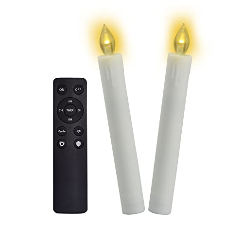 Image of CANDLE CHOICE 6 inch Tall Flameless Taper Candles with Remote Timer Long Battery Operated Flicking Electric LED Window Stick Candles for Candelabra Wedding Christmas Decorations Table Centerpieces 2 Pack