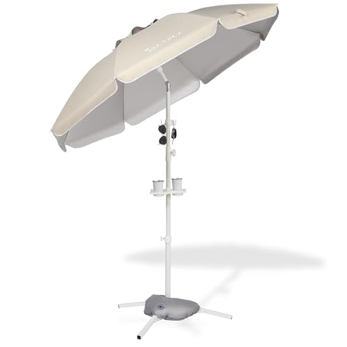 Seazul 6.5ft Sun Shade Umbrella Portable Umbrella with Stand for Sports Water Weight Bag Adjustable and Lightweight Sun Protection Khaki