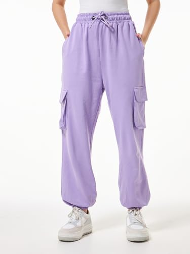Image of Bewakoof Women's Cotton Oversized Fit Joggers|Bewakoof Air 1.0 | Track pants for woman | Lower for women | Multipurpose | Activewear | Utility Pockets | Lightweight & Flexible Elastic Waist | Casual Joggers | Loose Fit