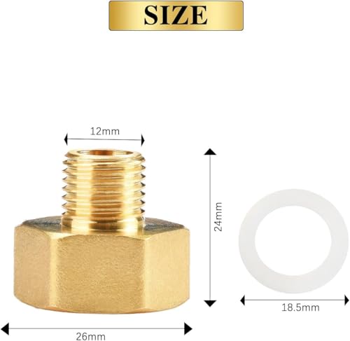 Noosverl 2 Stücke Reduzierstück 1/4 auf 1/2 Zoll, Reduzierverlängerung 1/4 Zoll außen x 1/2 Zoll innen Messing Gewinde/Messing Fittings