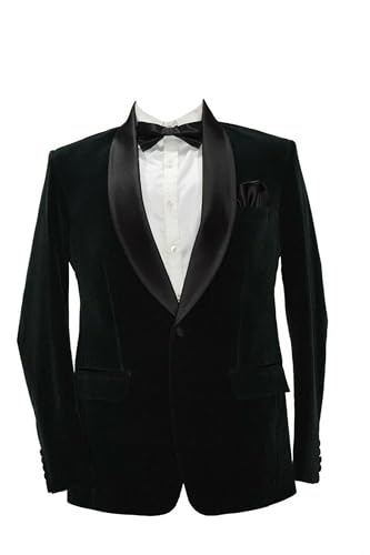 Men's Velvet Blazer Black Two Button Solid Slim Fit Blazer Sport Coat for Dinner Prom Wedding & All Ocasion
