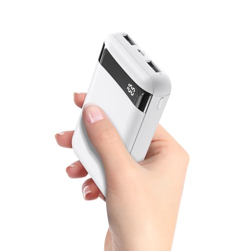 Light Power Bank 10000mAh, Mini Portable External Battery Charger with Fast Charge 2 Inputs & Outputs, Ultra-Compact, Portable Charger for iPhone iPads Galaxy Smartphones