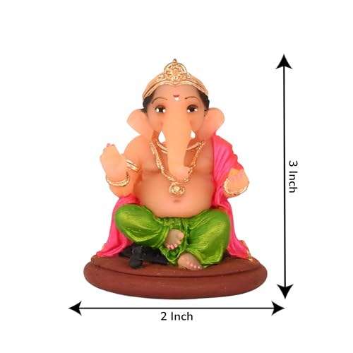 Image of KariGhar, Path Ganesh Perfect for Study Table, Car Dashboard and Housewarming (Dhoti Colour May be Vary)