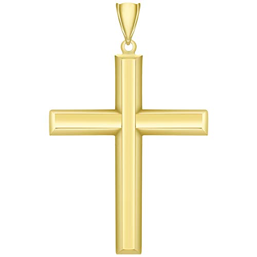 Jewelry America 14k Yellow Gold Plain & Simple Religious High Polish Cross Pendant Necklace Available with Rolo, Curb, or Figaro Chain3