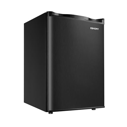 Image of EUHOMY 3.0 Cu.ft Upright Freezer, Reversible Door Mini Freezer, Black | Compressor Cooling, 7-Level Thermostat, -7.6F to 6.8F, Adjustable Shelves, Reversible Door, Low Noise, Dorm Use