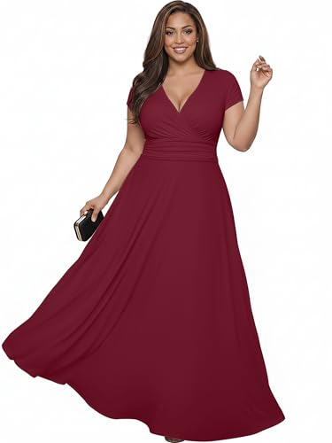 Image of KOH KOH Womens 2026 Sexy Cap Short Sleeve V-Neck Flowy Cocktail Gown