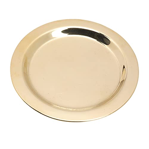 NKlaus Assiette à Bougie en Laiton doré Ø11cm Assiette décorative avec Bord Dessous de Plat Fait Main 10582