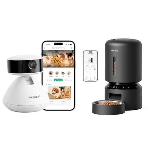 PETLIBRO AI Multi-Pet Recognition Pet Camera + Granary Black Timed Automatic Cat Feeder for Dry Food, Camera with Phone App, Daily Activity Analysis & Smart Summaries, 360° Auto Tracking 2-Way Talk
