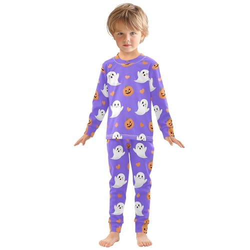 Pajama Sets Long Sleeve Halloween Ghosts and Pumpkins Soft Comfy Sleepwear 2 Piece PJS 3-8T2