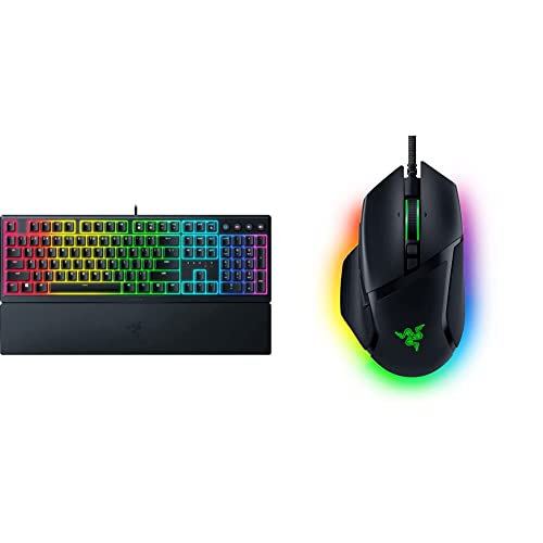 Razer Ornata V3 - Tastiera mecca-membrana a basso profilo Chroma RGB & Basilisk V3 Mouse da gioco personalizzabile con cavo, 10+1 pulsanti programmabili