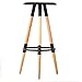 POPA Sedia Pieghevole Semplice Sedia Rotonda Moderna, ad Alta Sgabello in Cafe Bar, Solido Sedia Nordic Legno Bar, Gamba di Legno Sgabello (Color : Black)