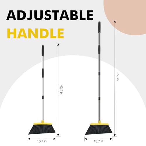 image for nacena Heavy Duty Broom, 55 Inch Long Handle Outdoor Large Angle Broom