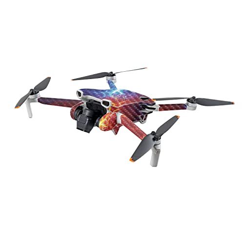 Image of MightySkins Carbon Fiber Skin Compatible with DJI Mini 3 - Color Lightning | Protective, Durable Textured Carbon Fiber Finish | Easy to Apply