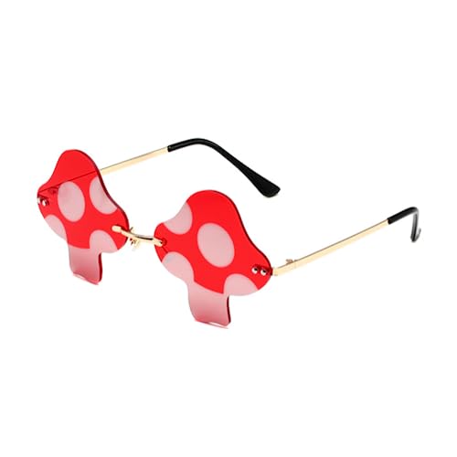 ENTHYI Mushroom Shape Sunglasses for Women Irregular Rimless Eyewear Retro rave Party halloween Sun Glasses