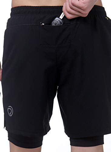 Image of TRUEREVO - 2 in 1 Running Sports Shorts for Men with Mobile Phone Pocket - Quick Dry & Lightweight Moisture-Wicking Active Wear, Gym Shorts for Men Workout - Double Layer Half Pant with Inner Tights