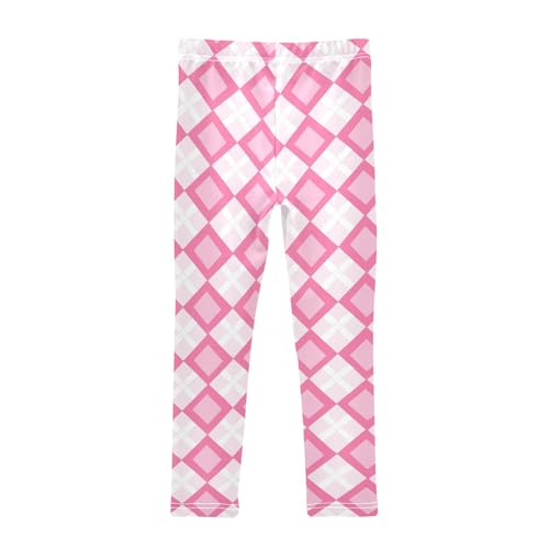 KLL Pink White Check Toddler Girls' Legging Comfortable High Waisted Sweatpants Gym2