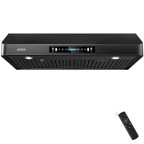 Image of IKTCH 30 inch Black Under Cabinet Hood, 900CFM Vent with Gesture & Touch Control