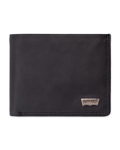 Levi's Men's Classic Bifold Passcase Wallet with Multiple Card Slots and ID Window, Black Ornament, One Size