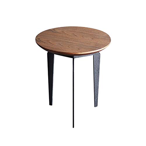 Three-Legged Coffee Table/Side Table, Walnut Veneer, Wrought Iron Tabl Three-Legged Coffee Table/Side Table, Walnut Veneer, Wrought Iron Tabl