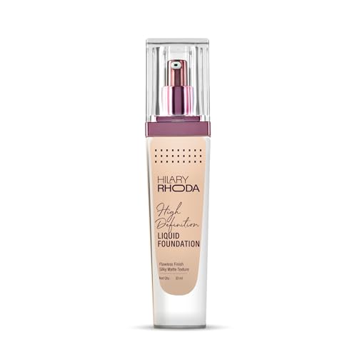 Hilary Rhoda High Definition Foundation for Women | Hides Pores & Blemishes | HD Foundation For All Skin Types | Blendable Formula | Natural & Matte Finish | High Coverage Liquid Foundation - 33ml (Nude Beige - Shade 04)